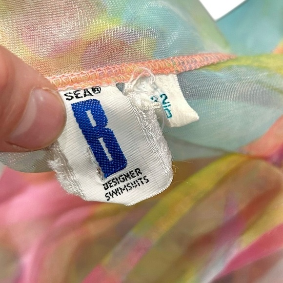 B Designer Swimwear Vintage Cover Up Tie Dye Rainbow 90s Y2K Top Fairycore 32/10 - Picture 5 of 6